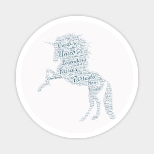 Unicorn Fantastic Legend Silhouette Shape Text Word Cloud Magnet